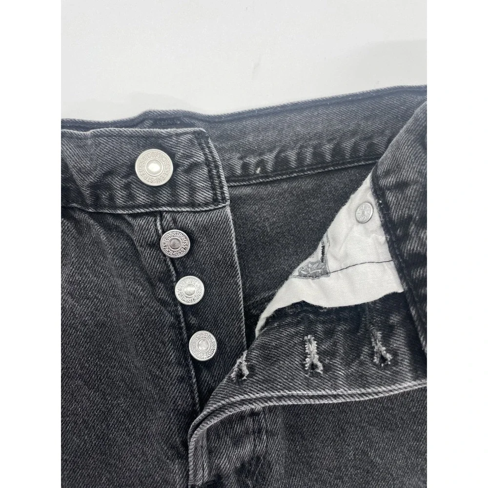 Levis Shorts Womens 25 Black Denim Jean Cutoff Big 501 Button Fly Festival Beach
